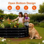 Raised Garden Bed Outdoor 2 Sets Oval Large Coating Metal Planter Box with No Heavy Metal for Vegetables, Flowers, Herbs