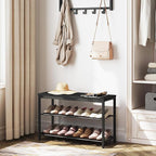 HOOBRO Shoe Bench, 3-Tier Shoe Rack, Industrial Shoe Organizer Storage Bench, 29.5 inches Entry Bench with Mesh Shelves, for Entryway, Living Room, Hallway, Easy Assembly, Black BB75HX01