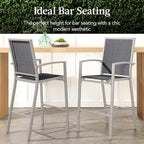 Best Choice Products Outdoor Bar Stools Set of 2, Bar Height, Patio Furniture, All Weather Mesh Design w/Armrest - Taupe/Charcoal