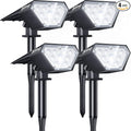 Biling Solar Spot Lights Outdoor, Bright 700 Lumen Solar Lights Outdoor Waterproof IP67 for House Patio Pathway Yard Garden Driveway Pool - White(4 Pack)