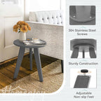 HDPS Outdoor Side Table, Small Round Side Table Weather-Resistant, Outdoor Side Tables for Patio, Porch, Deck, End Table for Plant Stand, Living Room, Bedroom, Gray