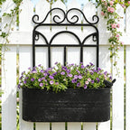 Rustic Metal Wall Planter Vintage Wall Mounted Flower Pot Distressed Wall Hanging Plant Basket Farmhouse Wall Decor for Indoor Outdoor Garden Home Yard (Black)
