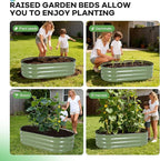 Galvanized Raised Garden Bed Outdoor, 4x2x1ft Oval Metal Raised Beds for Gardening, Rust-Resistant Garden Planter Box with Tools for Planting Vegetables, Flowers, Fruits in Lawn (Olive Green)