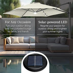Best Choice Products 10ft Solar LED Offset Cantilever Hanging Market Patio Umbrella, Smooth 360° Rotation, 8 Sturdy Ribs, Easy Adjustment - Ivory