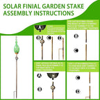 Solar Garden Lights Outdoor, Decorative LED Flame Garden Stakes, Hand Blown Glass and Outdoor Waterproof Glass Stakes (Green)