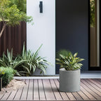 Kante 12.6" Dia Round Concrete Planter, Modern Style Large Cylindrical Plant Pot with Drainage Hole and Rubber Plug for Indoor Outdoor Patio, Natural Concrete
