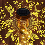 Solar Lights Outdoor Waterproof Garden Decor,Solar Watering Can Lights Hummingbird lanterns,Birthday Gifts for Mom Women,Decorative Outside Metal Hanging Fairy String Light for Yard Art Patio Porch