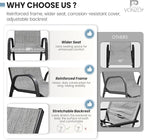 Patio Dining Chairs Set of 8, Outdoor High Stacking Chairs，Breathable Seat Fabric and Alloy Steel Frame for Backyard, Porch, Garden, Sunroom (Light Grey)