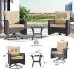 Kullavik 9 Pieces Outdoor Patio Furniture Set,PE Wicker Rattan Sectional Sofa Patio Conversation Sets with Swivel Rocking Chairs Set,Sand