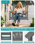 Porch Swing Gray HDPE Single Seat with Adjustable Ropes