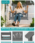 Porch Swing Gray HDPE Single Seat with Adjustable Ropes