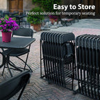 4 PACK White Foldable Plastic Chair | Folding & Stackable | 350 lbs Capacity Steel Frame Seats for Indoor Outdoor | Commercial Use Events Wedding Party Events Bulk Picnic Kitchen Dining