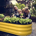 Raised Garden Bed Kit, 5x2x1 ft Galvanized Planter Box Outdoor with Safety Edging, Large Metal Raised Beds for Gardening Vegetables Flower Fruits (Cream Yellow)