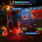 Solar Color Changing RGB Spot Lights Outdoor, 2 Pack/7 Lighting Modes Multicolor Outdoor Lights for Yard Waterproof IP68, Halloween Christmas Solar Landscape Powered Lights Garden Pathway