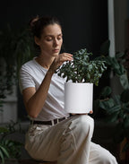 Planters Set of 4 White Plastic Pots with Saucers, 6.5 Inch Matte