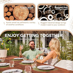 Devoko Home Acacia Wood Dining Table 6-Person Indoor Outdoor Table with Iron Legs, Sandblast Finish, Natural Stained, Rustic Metal, 69 * 33 * 30 inch (Walnut Brown)