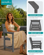 SERWALL Outdoor Dining Table Set, 67‘’ HDPE Patio Dining Set for 6, Outdoor Table and Chairs Set with 1.6-inch Umbrella Hole for Deck, Grey