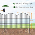 Decorative Fences: Black Steel Garden Border, 5 Panels and 6 Stakes