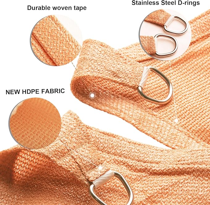 SUNLAX Sun Shade Sail 12' x 20' Peach Fuzz Rectangle Canopy Sail Shade Cover UV Block Permeable Sunshade Outdoor for Patio Backyard Deck Pergola (We Make Custom Size)