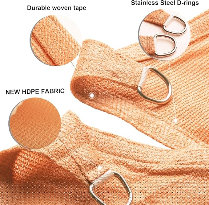 SUNLAX Sun Shade Sail 17' x 24' x 29.4' Peach Fuzz Rectangle Canopy Sail Shade Cover UV Block Permeable Sunshade Outdoor for Patio Backyard Deck Pergola (We Make Custom Size)