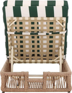 SAFAVIEH Outdoor Collection Gillian Heather Tan & Hunter Green Stripe Chaise Lounge Chair (Fully Assembled)