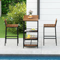 Bar Set, 3-Piece Outdoor Acacia Wood Bar Table & 2 Stools, Natural