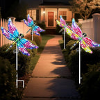 Hexagram Dragonfly Garden Decor, Dragonfly Garden Stakes Set of 2, Gardening Gifts Solar Stake Lights Decorations, Light for Patio Yard Lawn Home Pathway Decor
