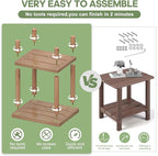 Outdoor Side Table, 2-Tier Small Outdoor Table for Patio, Adirondack Side Tables for Outside or Indoor, Bamboo End Table for Pool, Porch, Weather Resistant Easy Maintenance