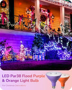 EDISHINE PAR38 Purple & Orange LED Flood Light Bulbs Outdoor, Dimmable LED Light Bulb, 18W(120W Equivalent), Outdoor Weatherproof Light Bulb for Party, E26 Base, 2 Pack
