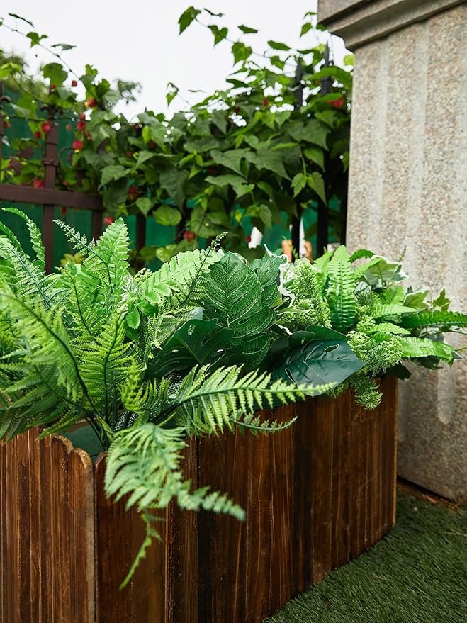 Artificial Greenery Plants, 14 Pieces in 11 Varieties, UV-Resistant Plastic