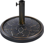 Yaheetech 18'' Patio Umbrella Base 26.5lbs Heavy Duty Antiqued Outdoor Market Umbrella Stand All-Weather Resin Umbrella Base for Garden & Yard, Bronze