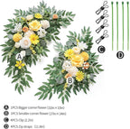 Artificial Flowers Wedding Arch Swag Set, 2 Pieces, Creamy Yellow Silk