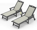 LUE BONA Chaise Lounge Chair Outdoor Set of 2, HDPS and HDPE Wicker Material, Patio Chaise Lounge with Adjustable Backrest, Resin Pool Lounge Chairs with Wheels for Backyard, Poolside and Deck