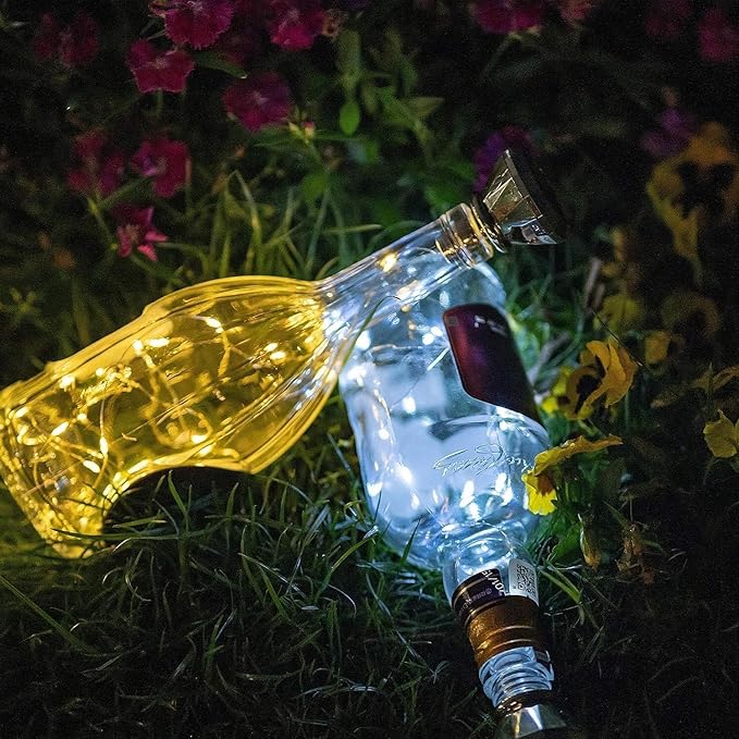 Solar Wine Bottle String Lights, 12 Pack, Diamond Shape, 3 Colors