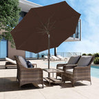 JEAREY 9FT Outdoor Patio Umbrella Outdoor Table Umbrella with Push Button Tilt and Crank, Market Umbrella 8 Sturdy Ribs UV Protection Waterproof for Garden, Deck, Backyard, Pool (Brown)