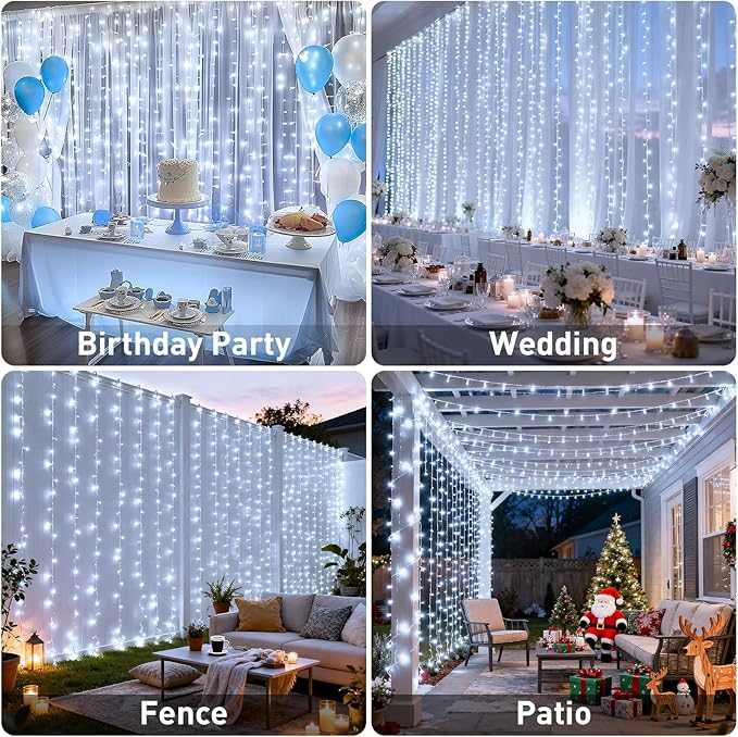Curtain String Lights 900 LED Cool White Outdoor Waterproof 9.5 x 29.5 ft