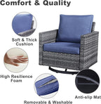 Belord Family Reunion Patio Conversation Set - 6 Piece Outdoor Sectional Furniture Set with Storage Box and Wicker Swivel Glider Chair Set of 2,Removable Blue Cushions for Deck Backyard Sunroom