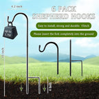 6 Pcs 15 Inch Shepherds Hook for Outdoor Adjustable Bird Feeder Pole Metal Steel Shepard Hooks for Hummingbird Stand Feeder Pole for Garden Plant, Lantern, Hanging Wedding Decor