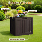 Flamaker Resin Deck Box 40 Gallon Waterproof Outdoor Indoor Storage Box Imitation Wood Resin for Patio Furniture Garden Tools and Pool (Deep Brown)