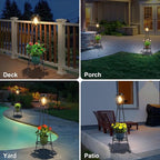 2 Pack Solar Lights with Plant Stand, Outdoor Floor Lamp, Waterproof Solar LED Edison Bulb Floor Lamps for Patio Porch Deck Yard Garden Decor