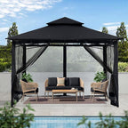 MASTERCANOPY Outdoor Garden Gazebo for Patios with Stable Steel Frame and Netting Walls (9x9,Black)
