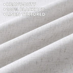 H.VERSAILTEX Linen Curtains 100% Blackout Curtains for Bedroom 102 inch Long Full Light Blocking Nature Linen Blended Window Curtains for Living Room Nickel Grommet (2 Panels, Heathered White)