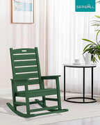 SERWALL Outdoor Rocking Chair, Oversized Rocking Chair with Footrest for Adults, HDPE All Weather Resistant Rocking Chairs for Patio, 350lbs Weight Capacity, Green