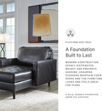 Signature Design by Ashley Bryceview Modern Tufted Leather Match Chaise with Loose Seat Cushion, Black