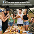 11.5x11.5FT 6-Sided Pop Up Gazebo Tent，One-Push Setup Canopy Tent with Mesh Panels & Removable Wind Cloths, Outdoor shelter for Camping, Backyard Parties, Outdoor Events - Grey