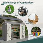 Outdoor Storage Shed, 8 X 4ft Metal Galvanized Steel Garden Shed - Image 7