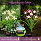 Solar Garden Lights New Upgraded Solar Wild Lily Flower Lights, Yard Patio Pathway Deco High Flexibility Copper Wire & Handmade Silk Artificial Flowers Never Wither, Gift for Family Friends