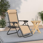 Best Choice Products Set of 2 Adjustable Steel Mesh Zero Gravity Lounge Chair Recliners w/Pillows and Cup Holder Trays - Sand