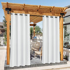 NICETOWN Canvas White Outdoor Curtains for Patio Waterproof, Silver Rustproof Grommet Top Privacy Protection Sun Block Indoor Outdoor Curtains/Drapes for Cabana, W55 by L95, 2 Panels