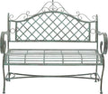 SAFAVIEH Outdoor Collection Abner Victorian Antique Dark Green Wrought Iron 46-inch Wide Garden Bench